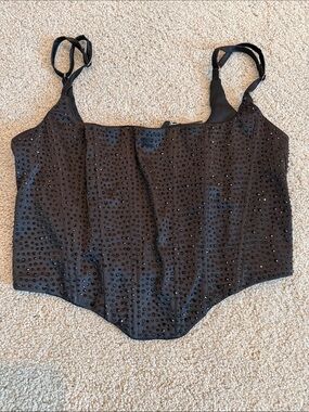 Windsor Black Embellished Cropped Corset Top